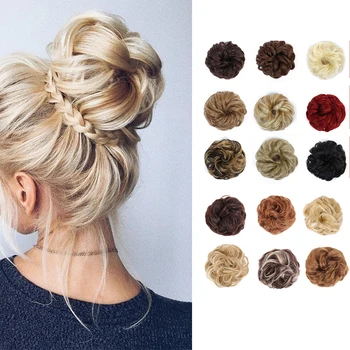 

MUMUPI fashion women Synthetic Hair Chignons Ponytail Hair Clip Bundles Hairpiece s Donut Buns headwear Scrunchies Ribbons