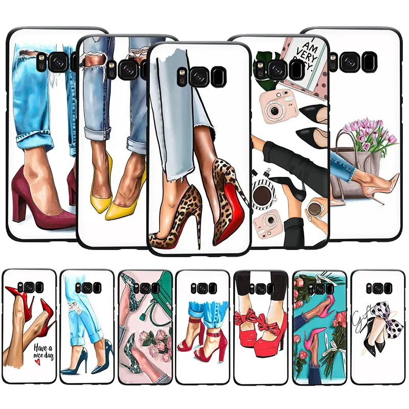 VOGUE Princess Girl High Heel Soft Phone Cover Case For Samsung Galaxy M10 20 30 S6 7 Edge S8 9 10 Plus Note 8 | Мобильные телефоны