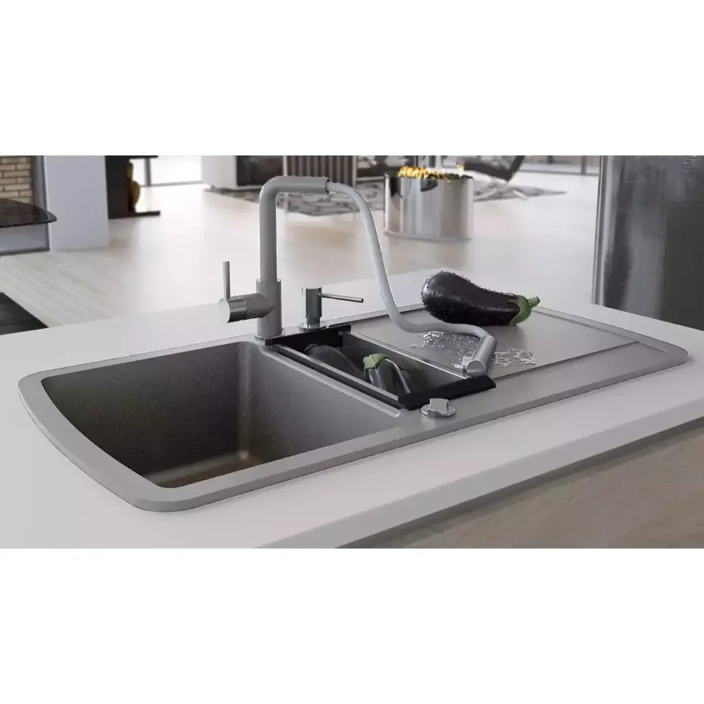 Черная кухонная раковина на стойке или ударопрочная для кухни с двумя ваннами