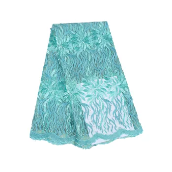 

5Yards African Lace Fabric With Sequins 2019 High quality Embroidered French Tull Lace Fabric For Wedding Party Dress YM175