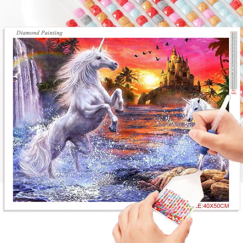 FIYO 5D Diamond Painting Unicorn Square/Round Diamond Art Embroidery Cute  Animals Wall Stickers Cross Stitch Home Decor Gift