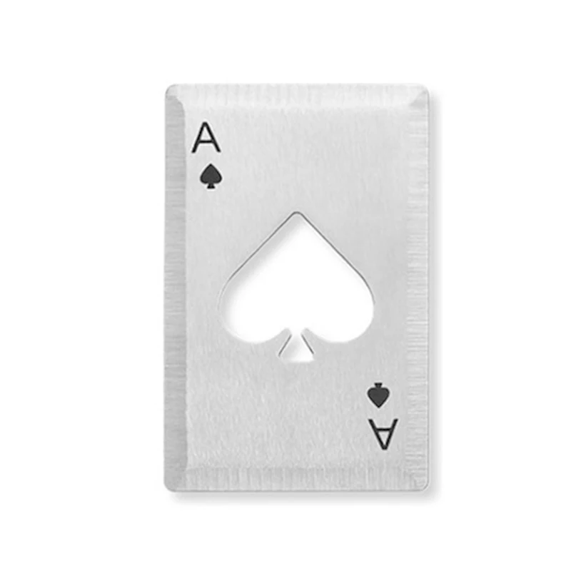 Poker Card Beer Bottle Opener Playing Card Ace Of Spades Stainless Steel Bar Throwing Cutting Casino Bottle Opener Wallet New