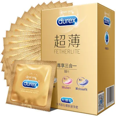 Durex Ультра-тонкий Наслаждайтесь три в одном 18 презервативов Забавный секс продукт для взрослых от имени