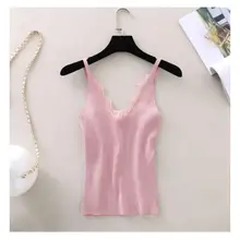 Женский жилет с v-образным вырезом на крючках с цветочным кружевом, однотонный топ с v-образным вырезом, Женский вязаный короткий отрезок, тонкая верхняя одежда, рубашка, трендовые топы на бретелях