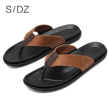 

SDZ Home Slippers Men Casual Shoes Leather Leightweight Non-slip Comfortable 2020 Summer Fashion Shoes Size 39-44