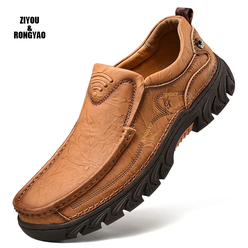 

Men Casual Shoes Loafers Sneakers 2019 New Fashion Handmade Retro Leisure leather walking trainer Men casual Shoes big size