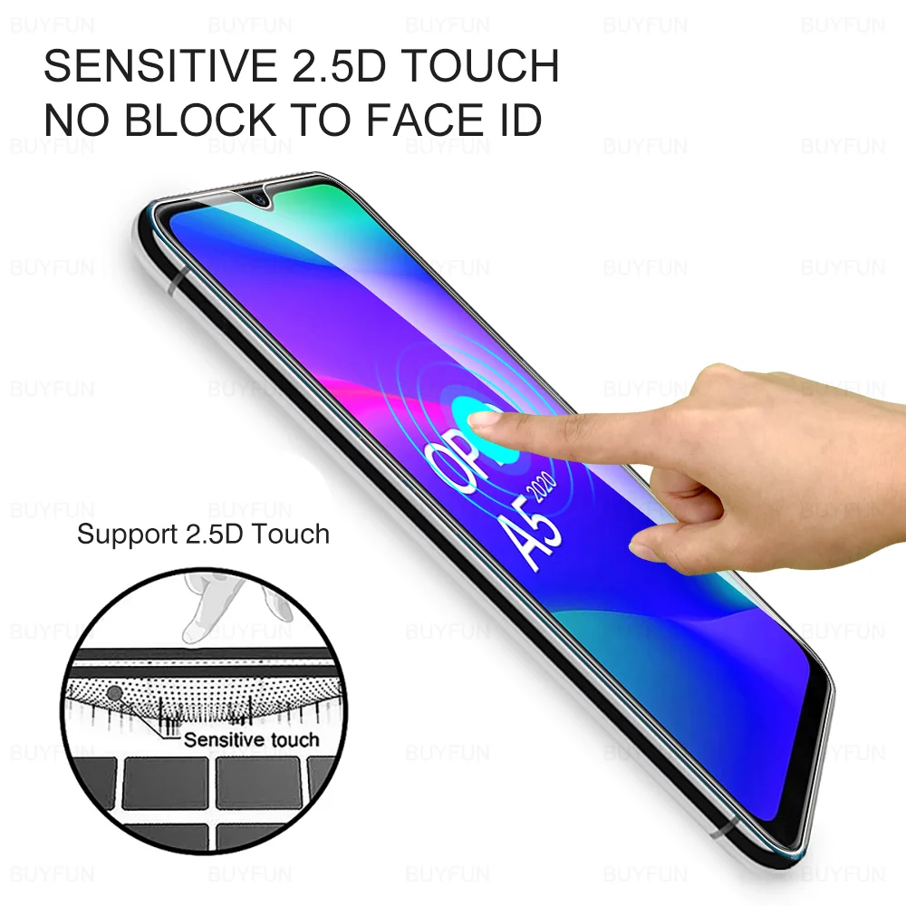 2Pcs Explosion-Proof Tempered Glass For Oppo A5 2020 A5S Screen Protector For Oppo cell phone Safety Protective Film On A 5 S 5S