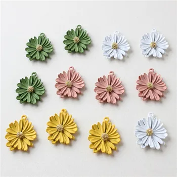 

Spring style 40pcs/lot color Rubber paint cartoon daisy chrysanthemum shape alloy floating locket charms diy jewelry making