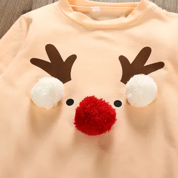 

Baby Christmas Clothes New Long-sleeved Cartoon Reindeer Stripes Romper Stereo Ball Spring and Autumn Baby Clothes