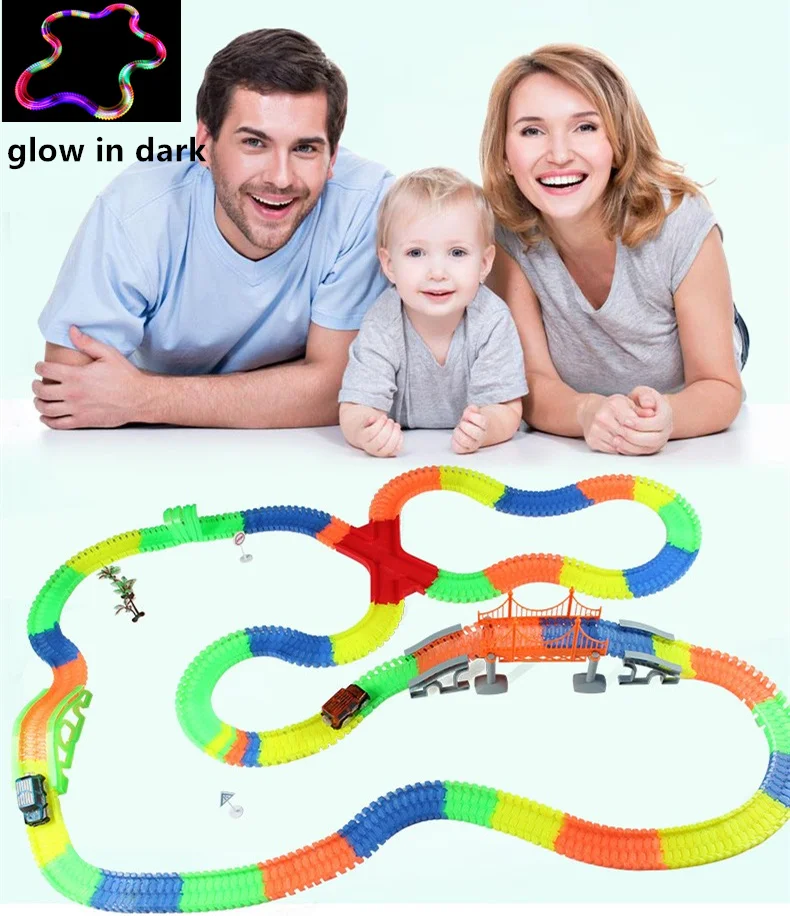 Glow in the Dark Cars Track Road Sigh DIY Puzzle Educational Toys For Children New Year Chirstmas Birthday Gift (1)