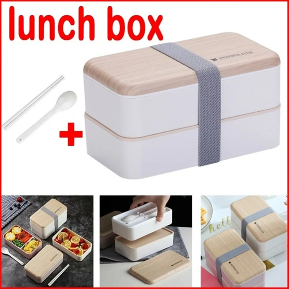 1200 мл микроволновый двухслойный Ланч-бокс деревянный салат Bento box BPA портативный контейнер для работников студентов