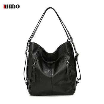 

2020 Women's Rero Washed Leather Hobo Handbag Large Capacity Shoulder Bags Casual Crossbody Travel Bags Lady Black Protable Pack