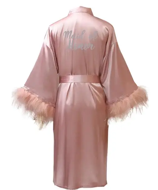 Women Sleepwear Sleepwear Pajamas Bride Robes Silk Robe Dark Pink Robe Silver Letter Kimono Personalised Satin Pajamas Wedding Robe Bridesmaid Sister Mother of the Bride Robes