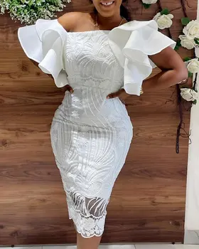 Chika Ruffles Sleeve One-Shoulder Dress