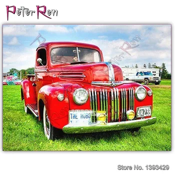 

Diamond Embroidery Full drill Square Mosaic Painting 1946 Ford Pickup Truck Photograph round Crystal Cross stitch Wall sticker