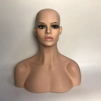 

Realistic Female Mannequin Head Display Hat Wig Glasses Diamond Necklace Insertable Stand And Pins Women Model head Orange DD496