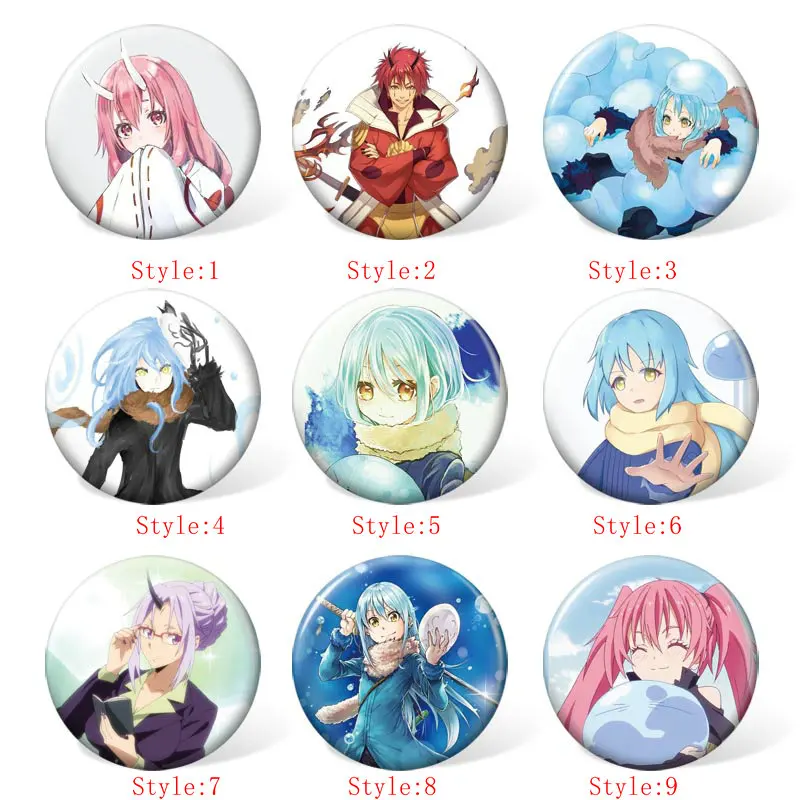 

58MM Shitara Suraimu Datta Ken Anime Cosplay Badge Cartoon Brooches Pins Collection bags Badges for Backpacks Clothes