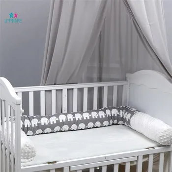 

Gray elephant soft Cute cotoon Crib bumper detachable and washable long pillow baby Cot bumpers splicing bed Safe fence 2M