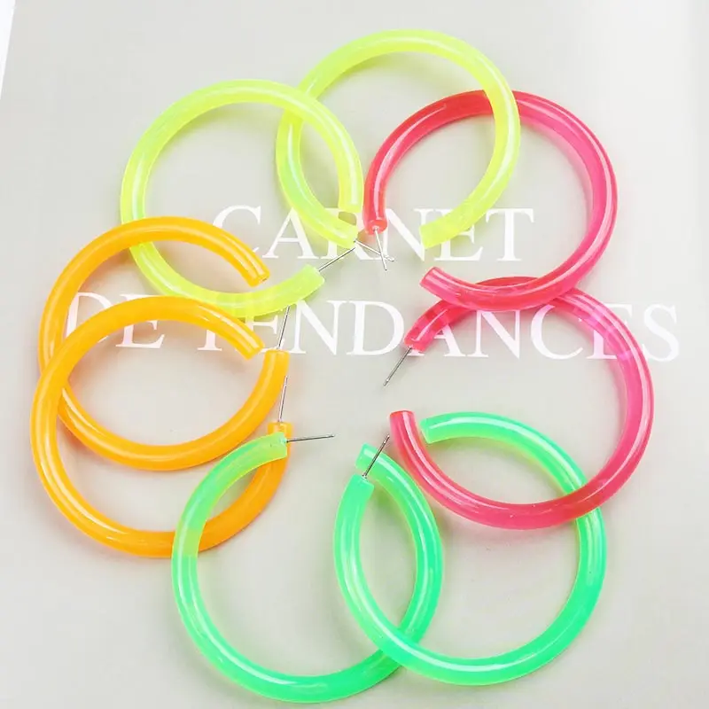 

Trendy Large Hoop Earrings for Women Big Green Round Acrylic Earrings Circle Geometric Brincos Punk Rock Party Jewelry Gift