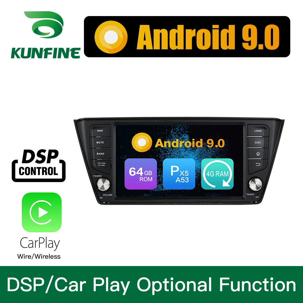 Perfect Android 9.0 Octa Core 4GB RAM 64GB Rom Car DVD GPS Multimedia Player Car Stereo for SKODA Fabia 2015-17 Radio Headunit WIFI 0