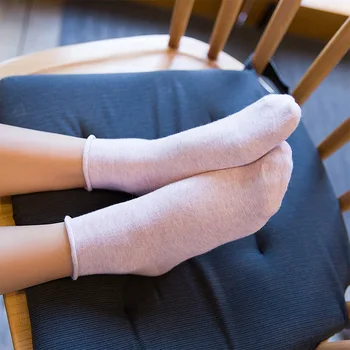 

Winter Autumn Spring Sweet Curl Knitting Cotton Solid Colors Short Socks Wild Chaussette Female Herring Keep Warm Ankle Socks