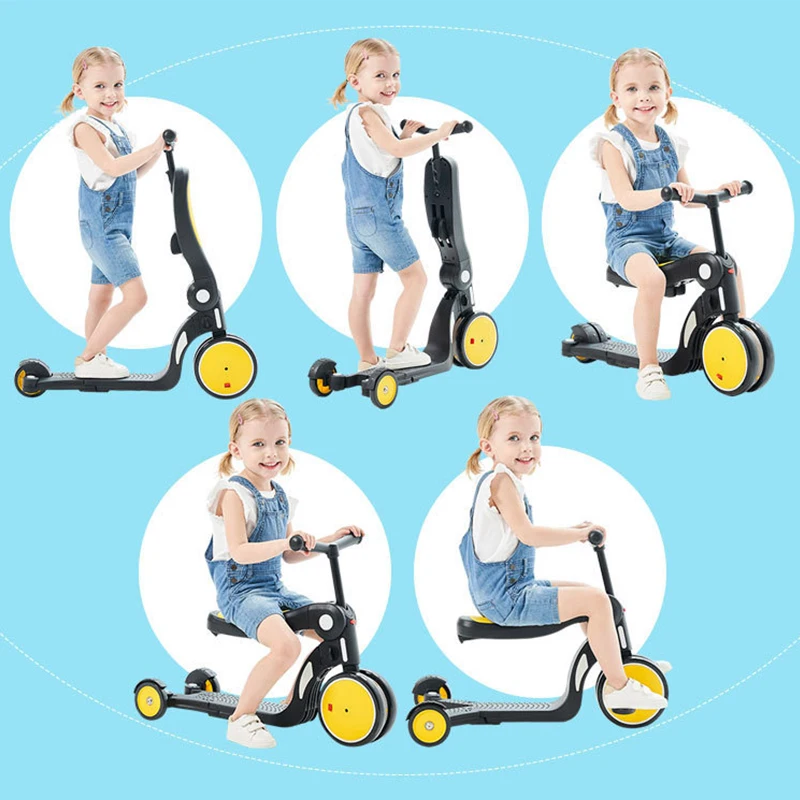 Детский Сияющий детский скутер уличные игрушки трехколесный велосипед 5 в 1