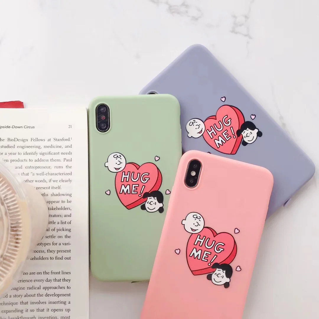 

Japan cartoon anime Charlie Brown Lucy phone case For iphone Xs MAX XR X 6 6s 7 8 plus cute Love painted candy soft TPU Cover