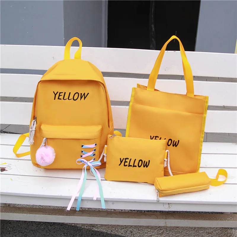 5 шт./компл. холщовый школьный рюкзак Mochila Feminina женский Mochilas Mujer для