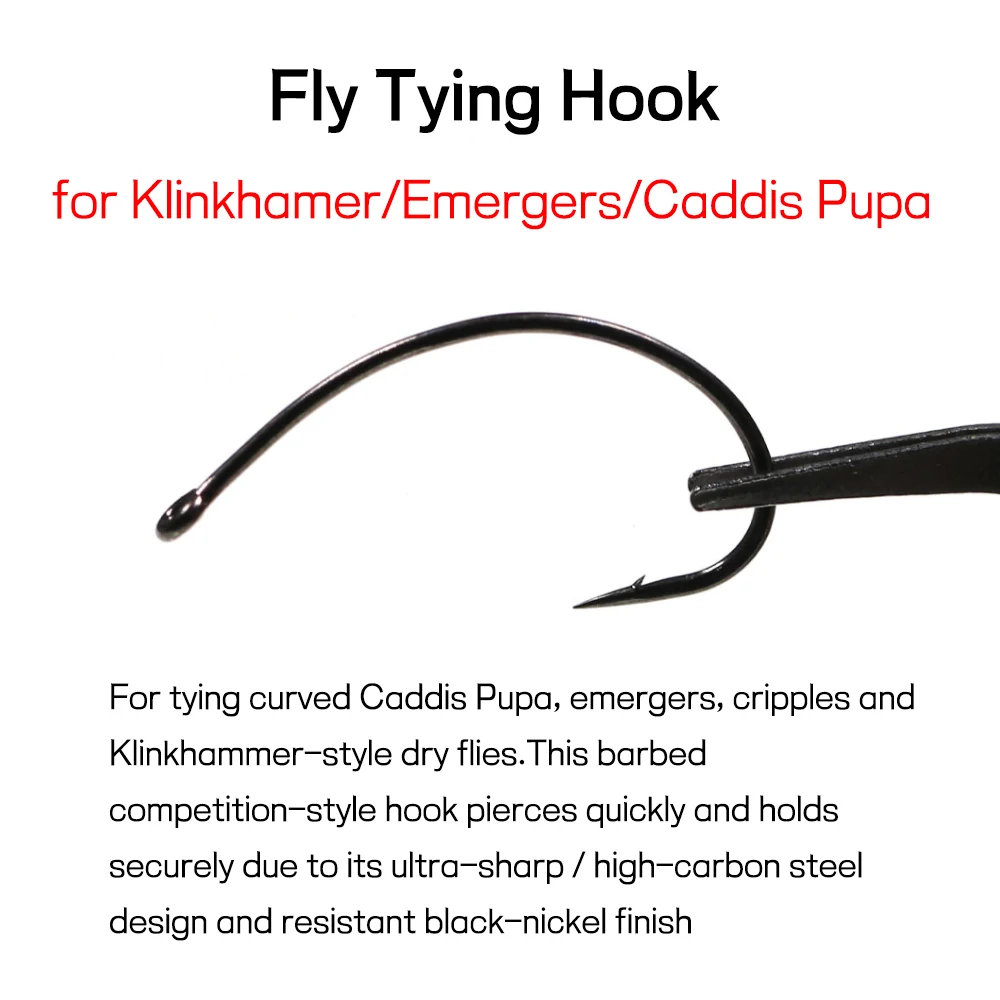 Bimoo 고탄소강 곡선 플라이 타이 피쉬 훅, 카디스 푸파 이머저스 크리플 및 클링해머 스타일 드라이 플라이 #6-#18, 100 개  - AliExpress
