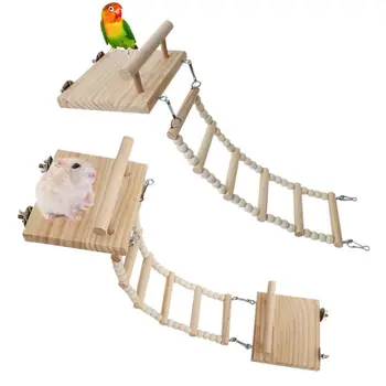 

Wood Hamster Stand Play Gym Climbing Ladder Small Pet Chewing Toy BirdCage Perch 11UA