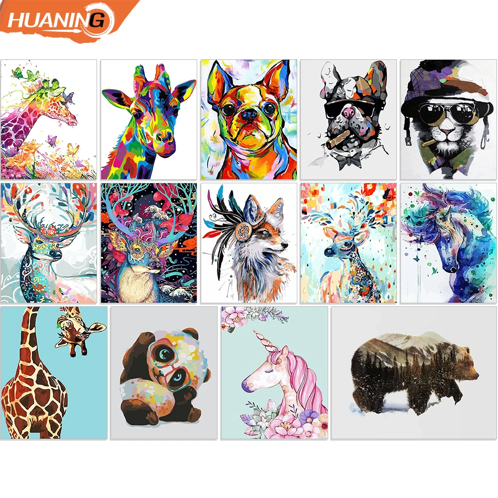 

Huaning Painting By Numbers Adults Animals On Canvas Pictures By Numbers Home Decoration DIY Minimalism Style Unique Gift