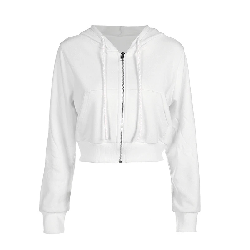 cropped white zip up sweater