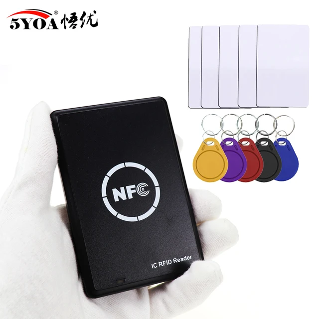 5YOA NFC Smart Card Reader Writer RFID Copier Duplicator 13.56MHz USB Programmer Key fobs Card IC UID S50 MF ISO14443A Tag 2
