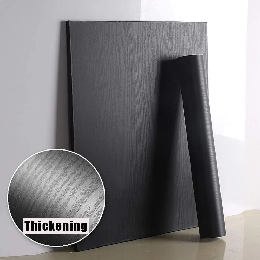 BoCun Vinyl Black Wood Wallpaper Peel and Stick Wallpaper Self Adhesive
