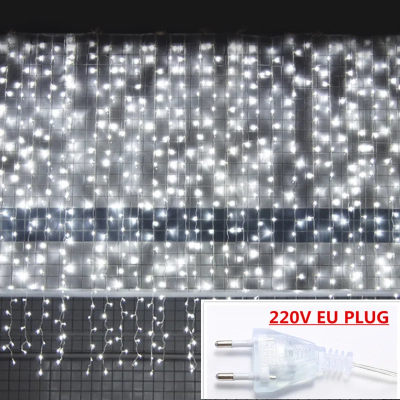 White 220v 2x2/3x2/3x3 м занавески гирлянды рождественские украшения для дома Новогодние рождественские украшения Noel Navidad - Цвет: White 220v