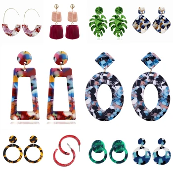 

Girls Colorful Elegance Trendy Party Charm Geometric Round Hanging Dangle Drop Earring Modern Female Jewelry Women