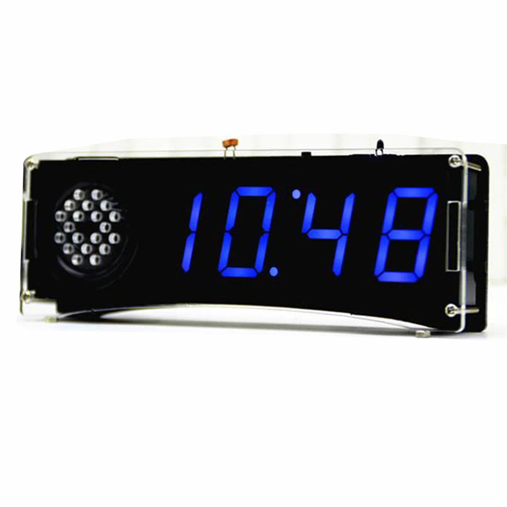 Электронные часы DIY KIT светодиодный микро контроль Лер комплект цифровые часы время светильник контроль температуры термометр красный/синий/зеленый/белый - Цвет: Синий