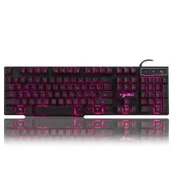 

USB Wired Computer Flashing 104 Keys Russian/English Keyboard 3 Colors LED Back light Similar Mechanical keyboard for PC games