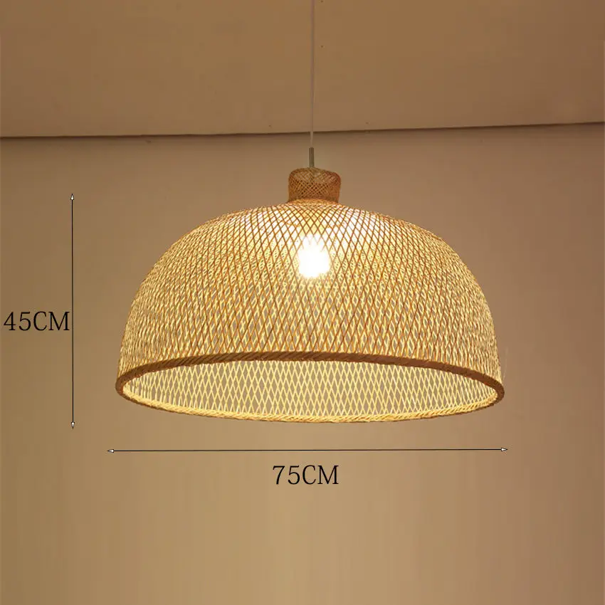 Vintage Bamboo Art Pendant Lights Wood Wicker Chinese Pendant Lamp Suspension Home Indoor Dining Room Kitchen Fixtures Luminaire - Цвет корпуса: 45x75CM