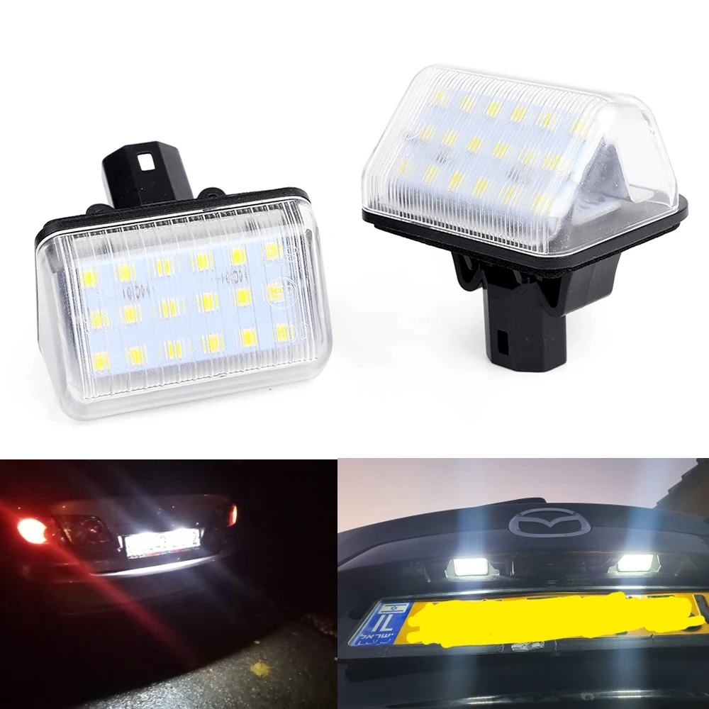 2pcs White Canbus No Error Led License Plate Lights For Mazda 6 2003