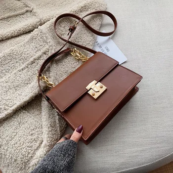 

Women's shoulder bag 2019 new wave casual fashion simple casual chain hand ladle shoulder bag messenger bag small square bag