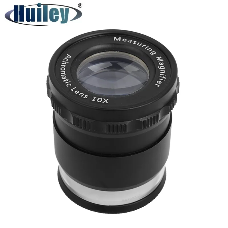 10X LED Illuminated Focus Adjustable Cylindrical Loupe Measuring Magnifier Achromatic Lens with Cross Scale Graticule and 8LED|measuring