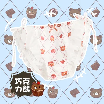 

Japanese Style Soft Girl Underwear Super Cute Cartoon Dessert bear Lace-up Briefs Sexy Sweet Lolia Student Panties Female