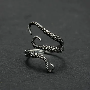 

New Fashion Men Adjustable Ring Eight Punk Octopus Catch Domineering Personality Male Jewelry Opening Finger Rings