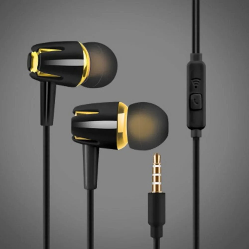 

Wired Earphone Electroplating Bass Stereo In-ear Earphone with Mic Handsfree Call Phone Headset for Android iOS