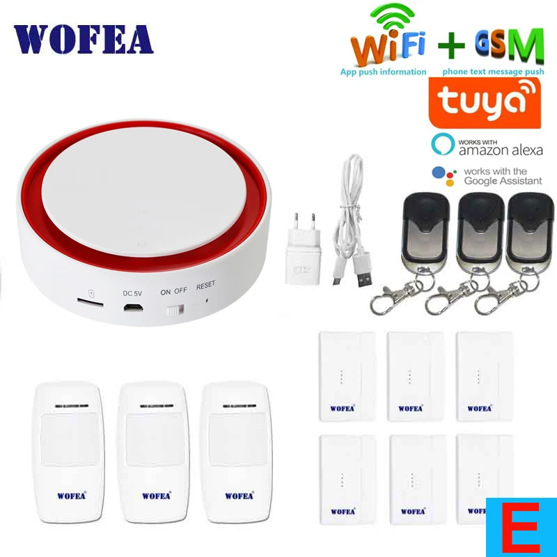 Серебристый Wofea Tuya Wifi GSM вспышка стробоскоп охранная сигнализация 110 дБ звук и светильник SMS автоматический набор приложение push работа с alexa google home - Цвет: Серебристый
