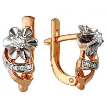 

Master brilliant earrings flowers with 14 diamonds in red gold