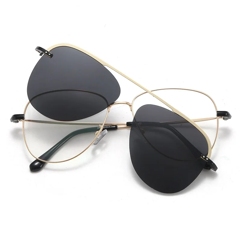 Vazrobe магнитные поляризационные солнцезащитные очки для мужчин и женщин авиационные солнцезащитные очки для мужчин подходят по оправе диоптрий близорукость вождения - Цвет линз: gold black