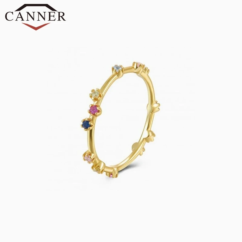 CANNER 925 Sterling Silver Rings for Women Cute Zircon Round Ring 925 Silver Wedding Fine Jewelry Minimalist Gift anillos