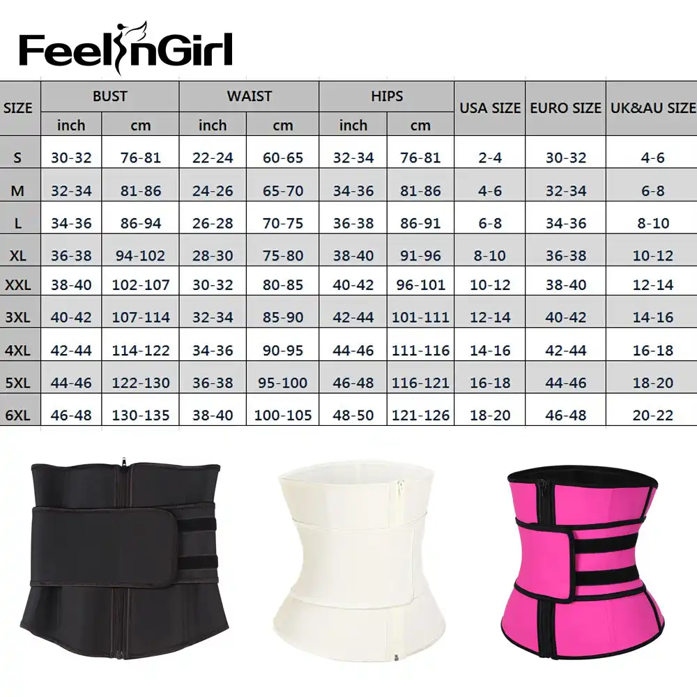FeelinGirl High Compression Zipper Latex Waist Trainer Belt Plus Size